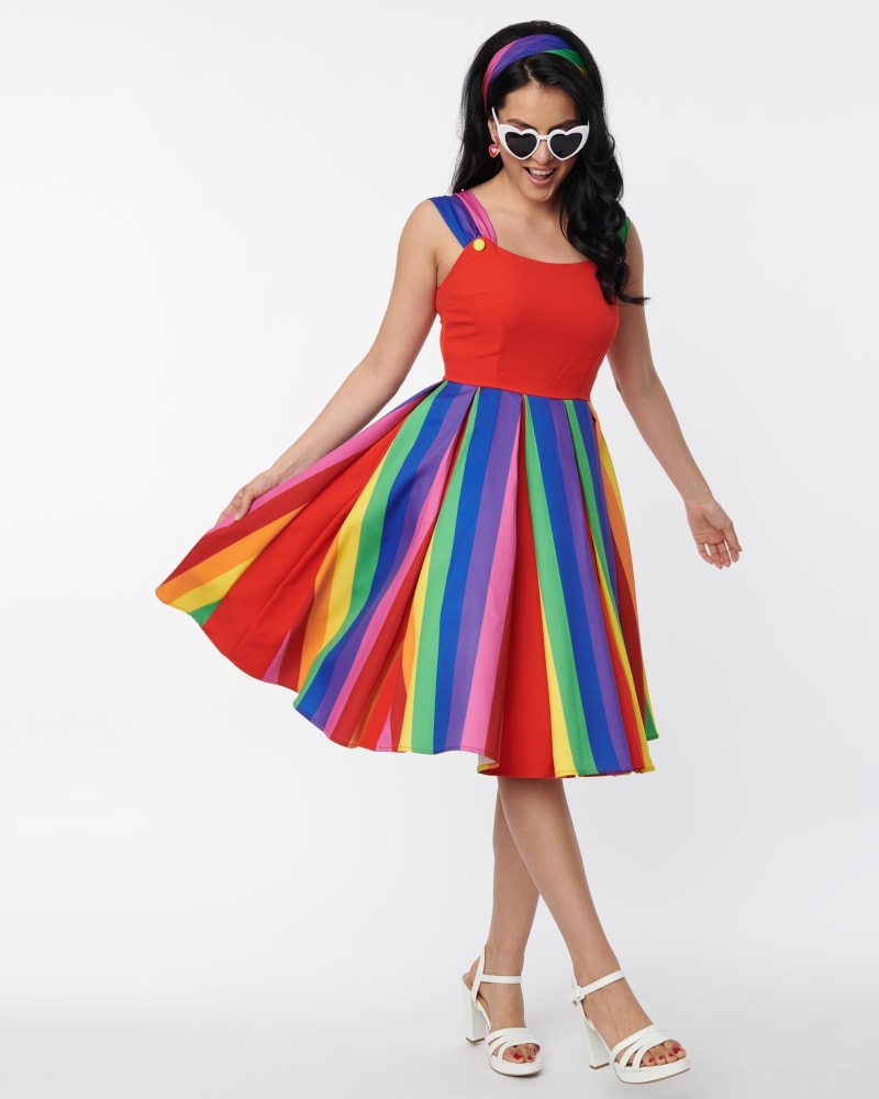 Rainbow red shop dress